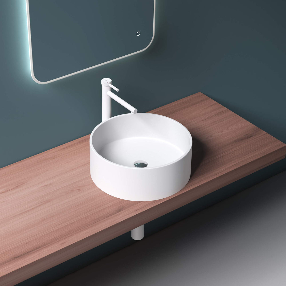 glasvilla 40x40x15cm Waschbecken rund Col804 Aufsatzwaschbecken ohne Hahnloch und Überlauf