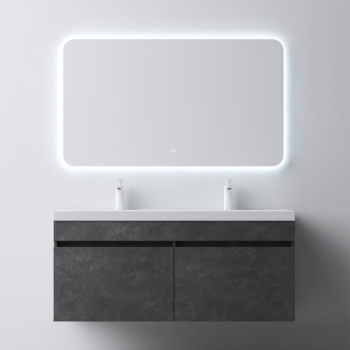 set de muebles de baño glasvilla con lavabo de mineral y mueble de baño Botanica