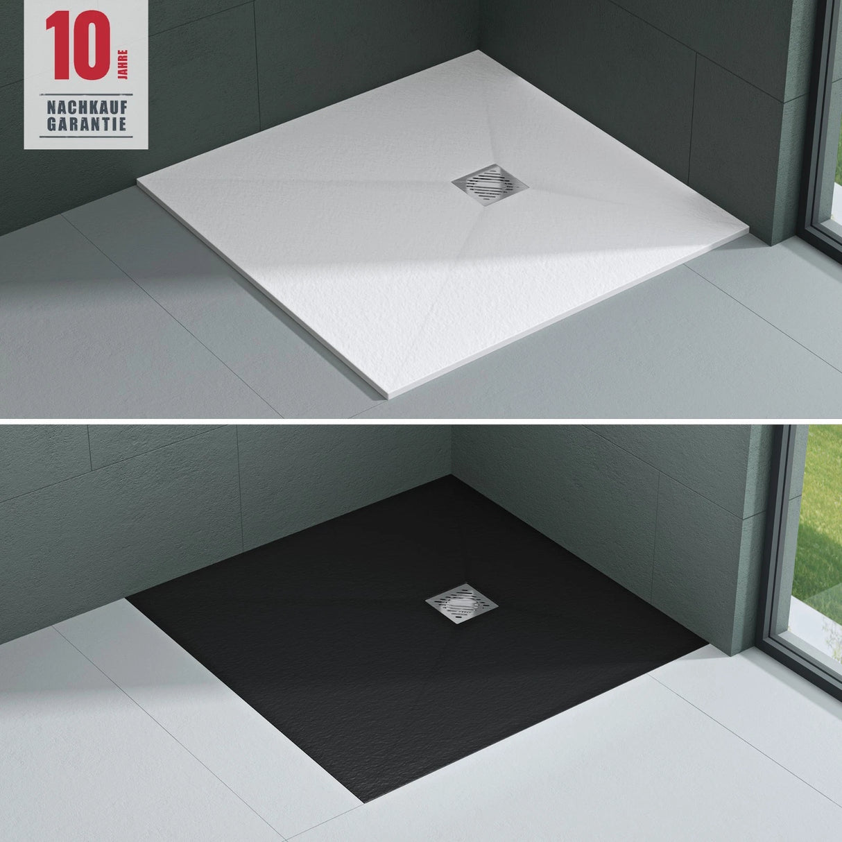 glasvilla Duschwanne Duschtasse de Mineralguss Mineralgusswan DIN-Anschlüsse Geoma09