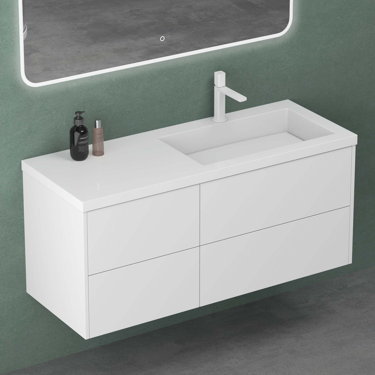 conjunto de muebles de baño glasvilla 120cm mueble de lavabo con mueble inferior Soft-Close 4 cajones muebles de baño Moment