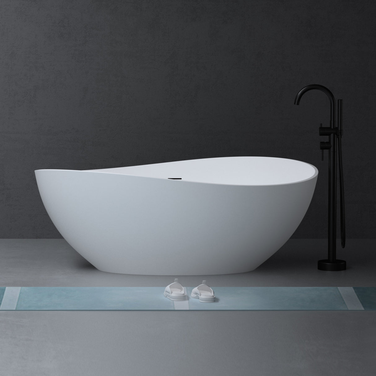 glasvilla Bañera independiente Blanco mate de mineral fundido Bañera de pie incl. sellado Nano