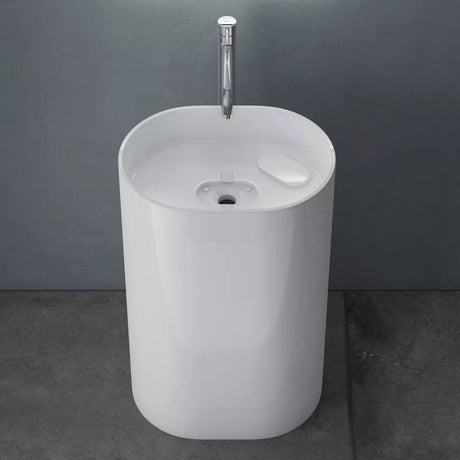 glasvilla Design Standwaschbecken freistehend Col45 weiß, aus Mineralguss, Waschtisch, BTH: 52x38x85cm