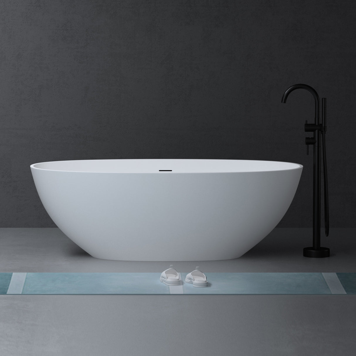 glasvilla Bañera independiente Blanco mate de mineral fundido Bañera de pie incl. sellado Nano