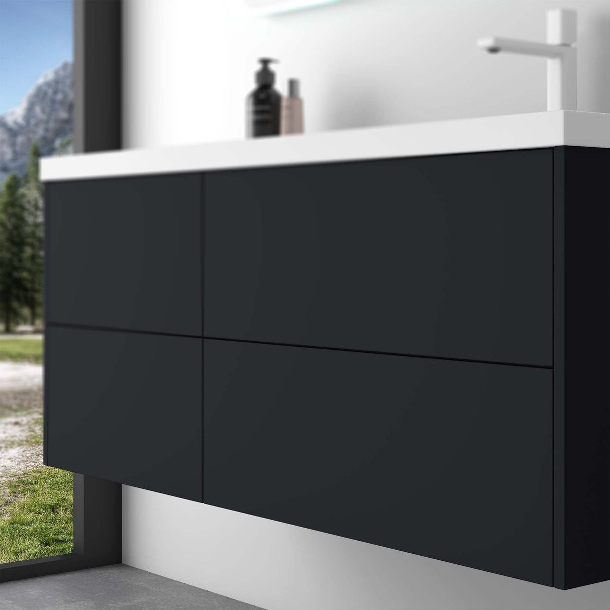 conjunto de muebles de baño glasvilla 120cm mueble de lavabo con mueble inferior Soft-Close 4 cajones muebles de baño Moment