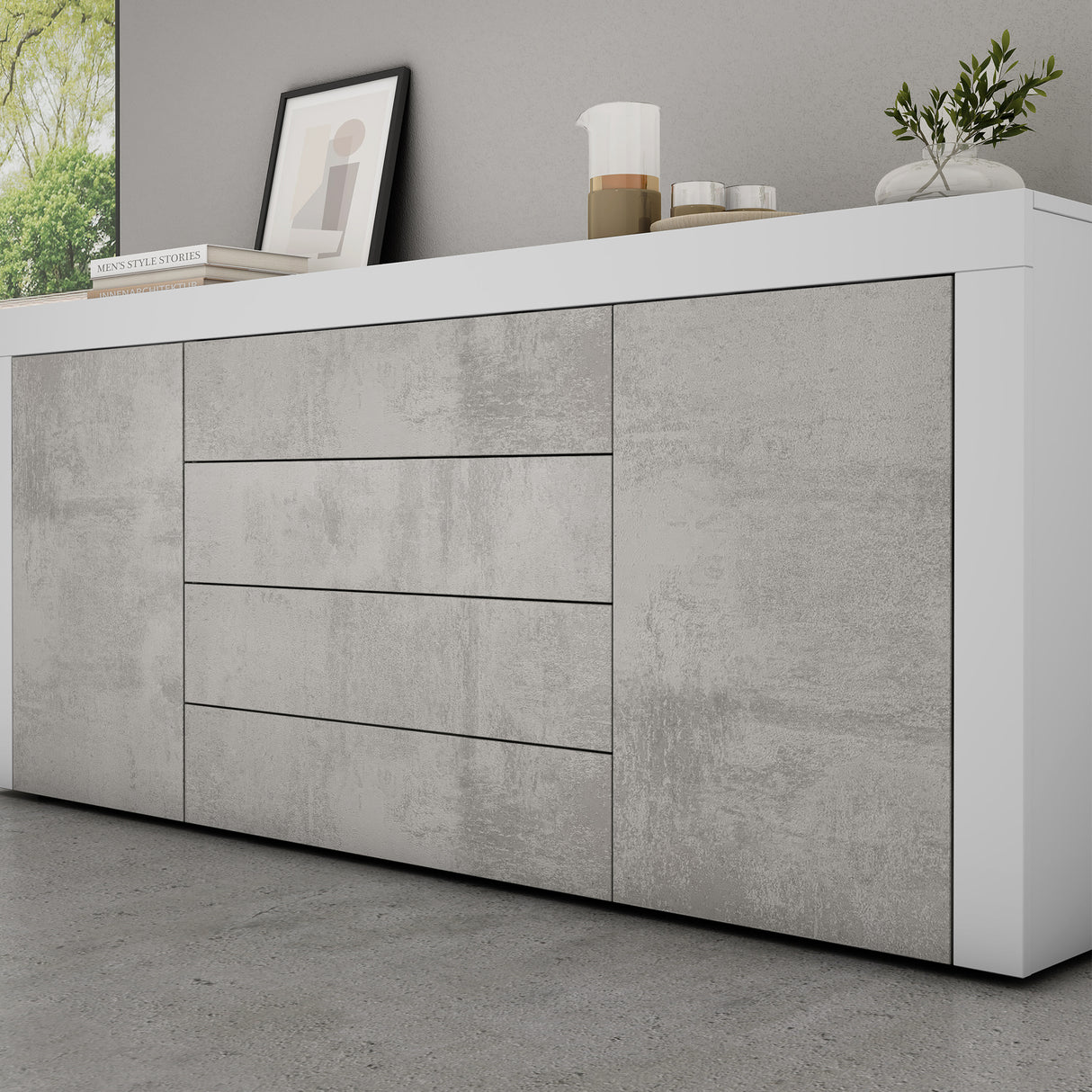 glasvilla Sideboard Aufbewahrungsschrank BTH: 167x36x70 cm mit 2 Schränken und 4 Schubladen Kommode Mehrzweckschrank Möbel Schrank03