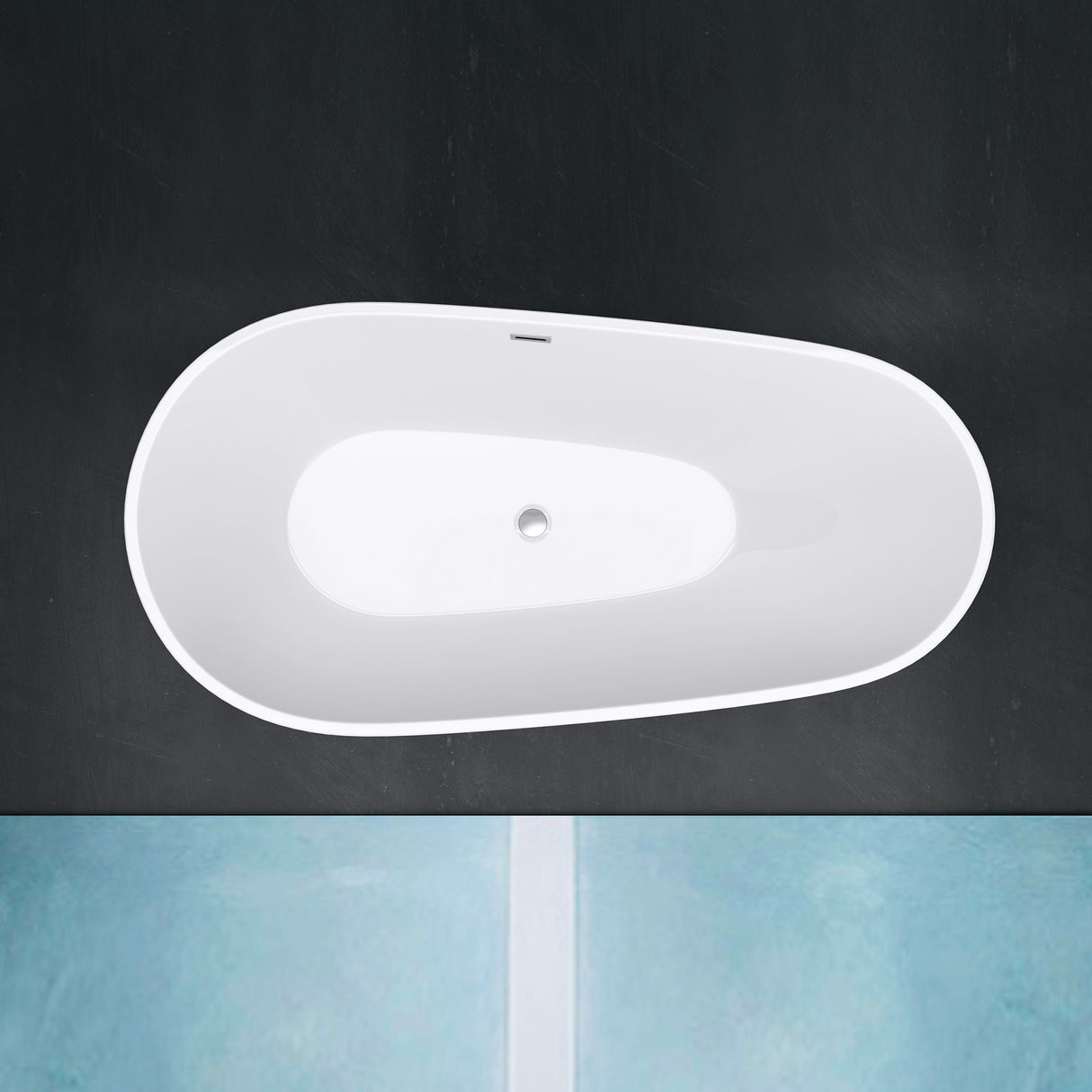 glasvilla Freistehende Badewanne Acryl Oval Acryl-Standbadewanne inkl. Pop Up Ablaufgarnitur Weiß