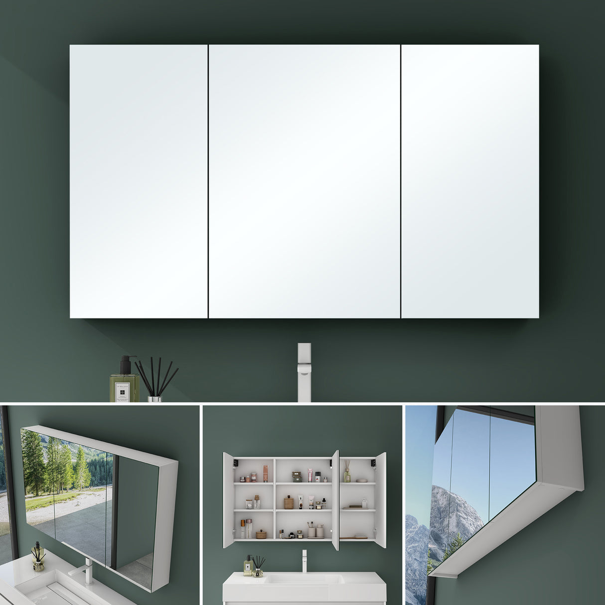 glasvilla Spiegelschrank mit Spielgeltüren Badezimmerschrank Hängeschrank Badezimmerspiegel Spiegelschrank-02