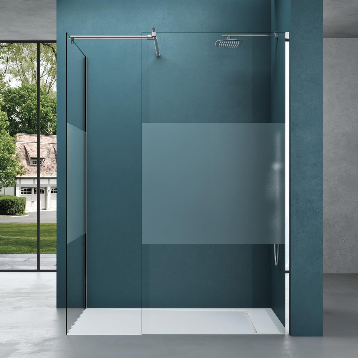 glasvilla Mampara de ducha para ducha separación de ducha con 2 elementos laterales fijos 8mm vidrio de seguridad ESG ducha a ras de suelo vidrio transparente sellado NANO Bremen01K/MS-T