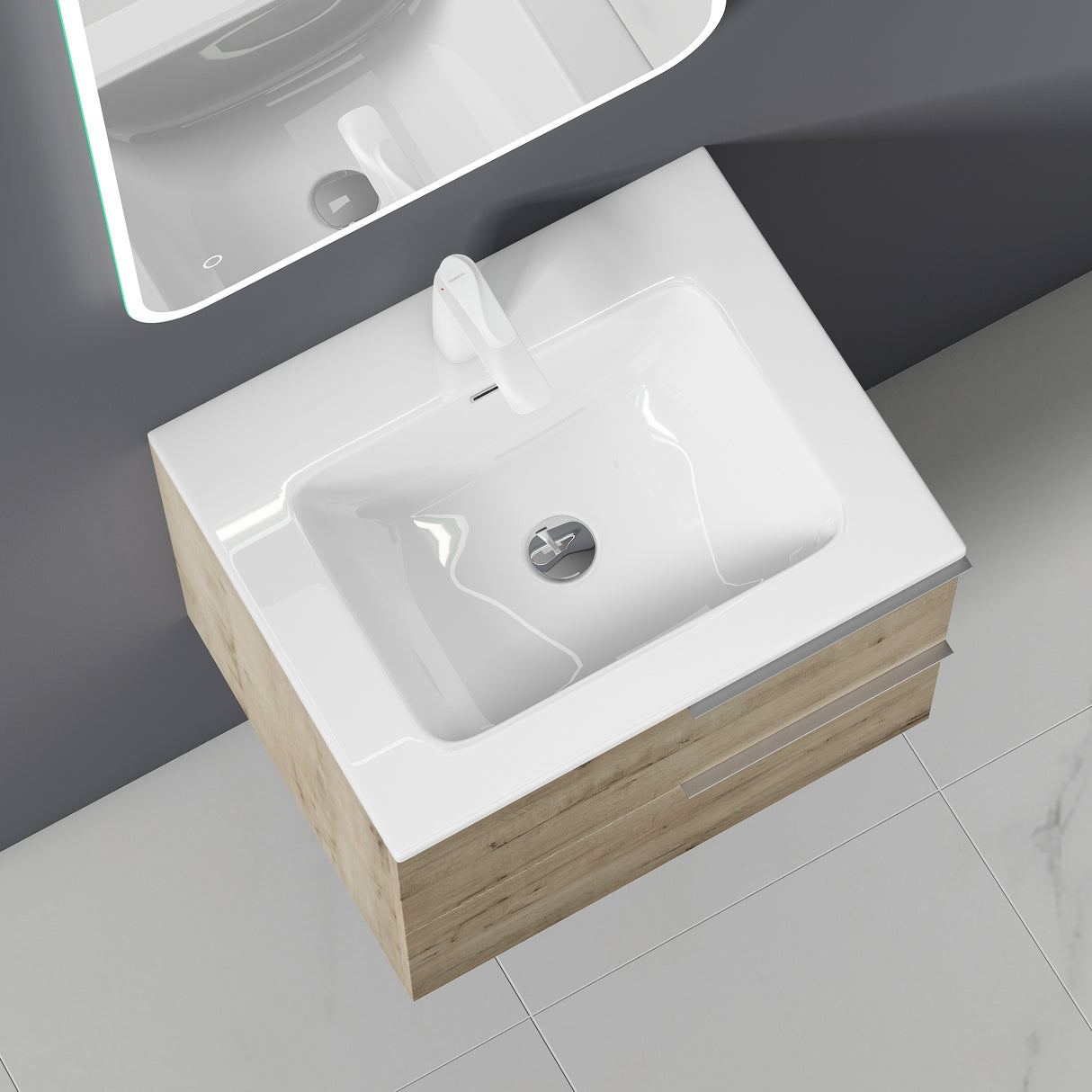 glasvilla Badmöbelset Unterschrank con lavabo mueble de baño 2 cajones lavabo mueble de baño Paestum