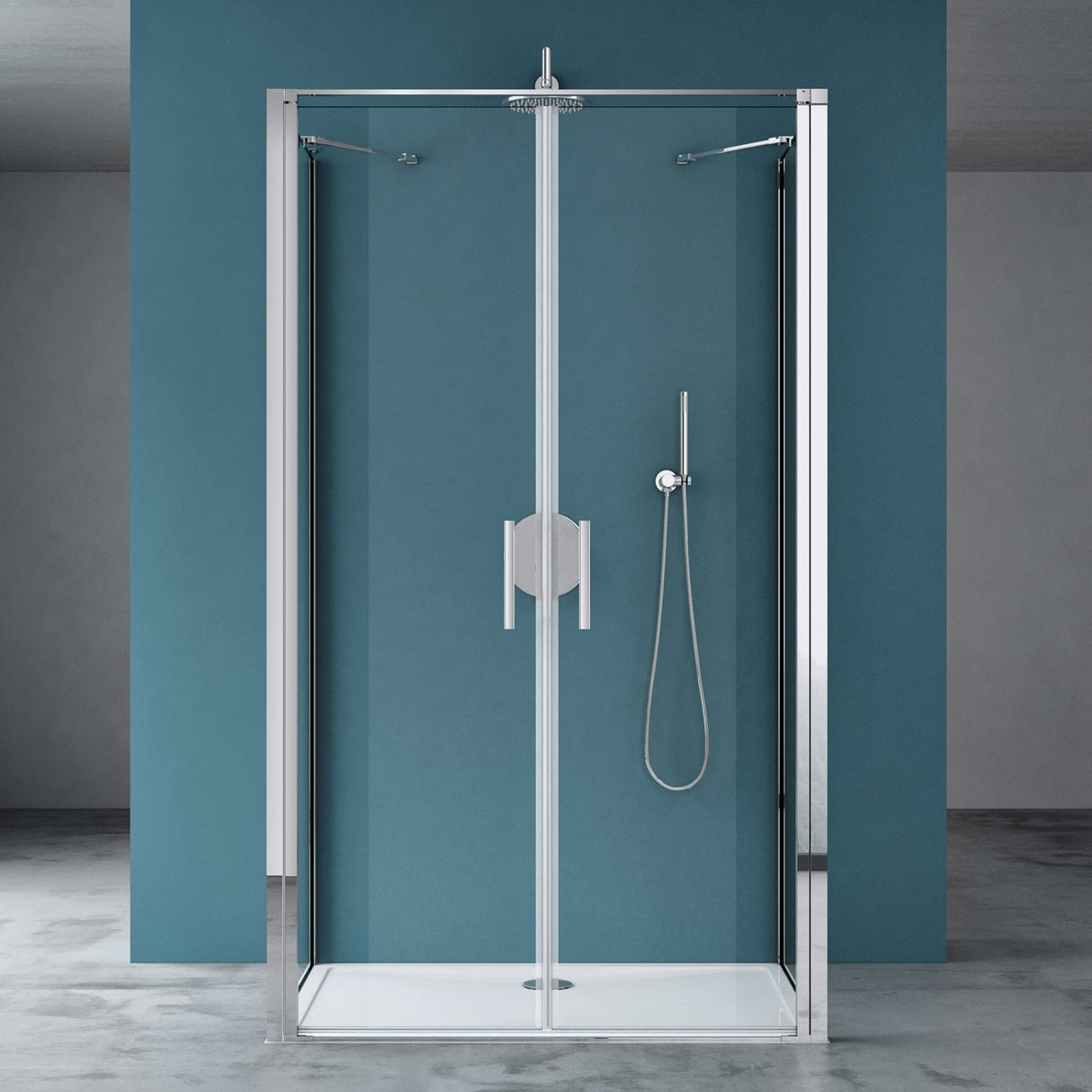 glasvilla Cabine de Douche Paroi de Douche en U Cadre en Aluminium Verre de Sécurité ESG Verre Transparent Double Porte Ravenna66UK
