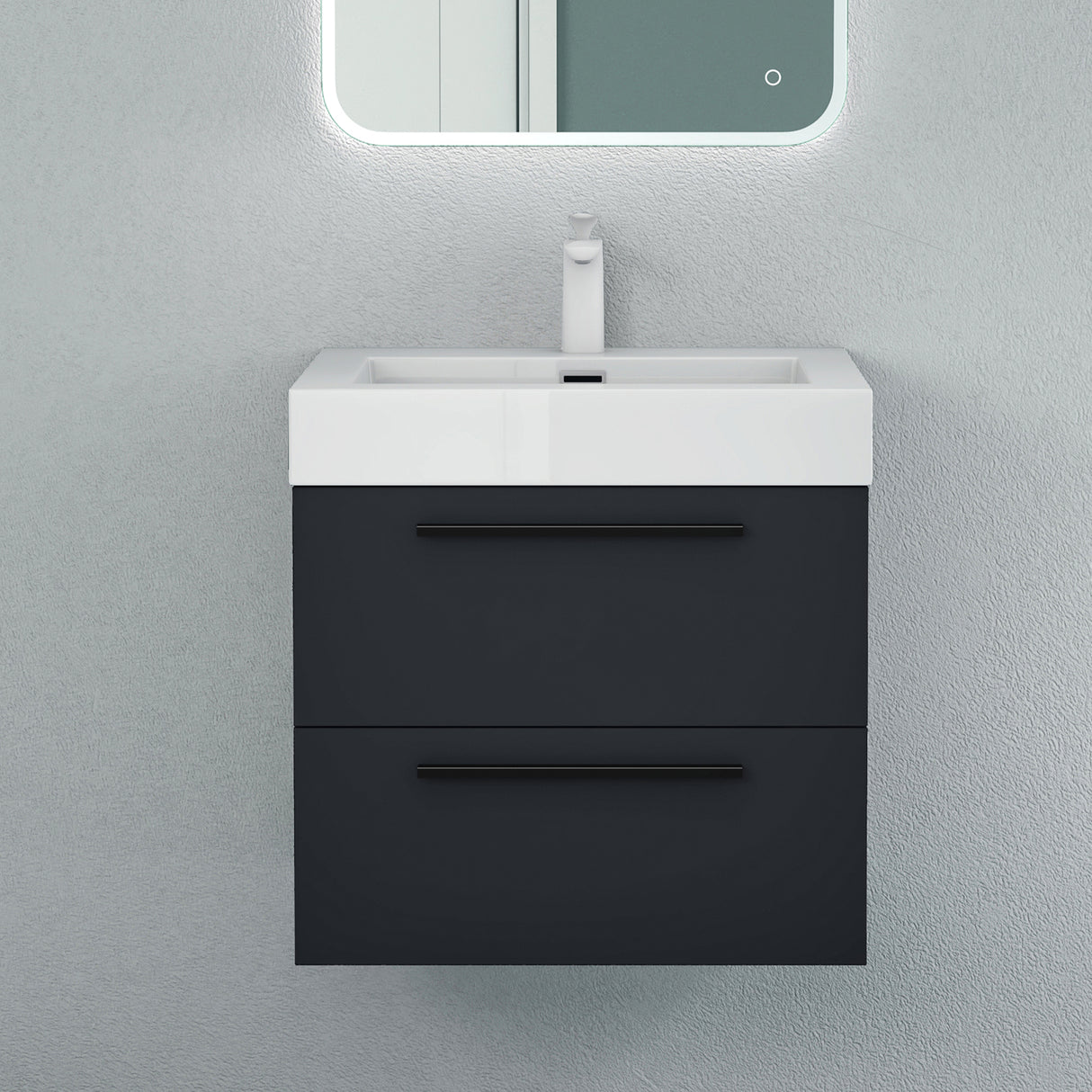 glasvilla Badmöbel-Set Waschbeckenunterschrank Waschtisch mit Unterschrank inkl. Mineralguss-Waschbecken Quadratto