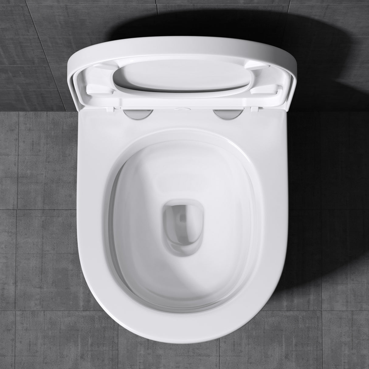 glasvilla Hänge WC Toilette Wand-WC Spülrandlos Weiß aus Keramik Wandmontage mit Absenkautomatik