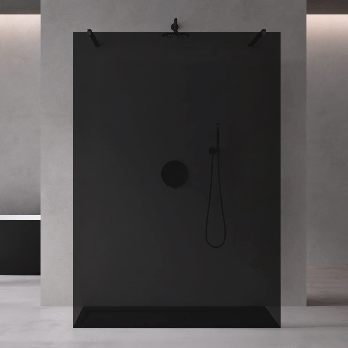 glasvilla Mampara de ducha Separación de ducha 2 Barra de soporte para ducha a ras de suelo 10mm vidrio de seguridad ESG con recubrimiento nano Estabilizador rectangular Bremen02+2