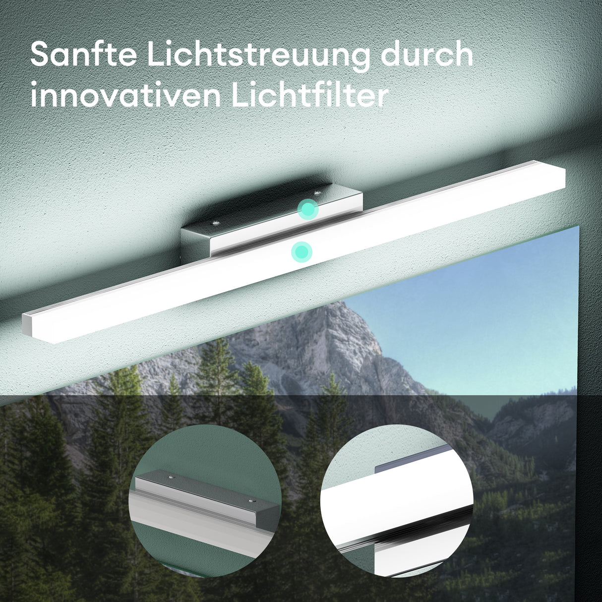 glasvilla Lampada da Specchio LED per Bagno | Lampada a Specchio 6000K, Illuminazione da Parete per Trucco con Fascio di Specchio 9W Spiegelstrahl