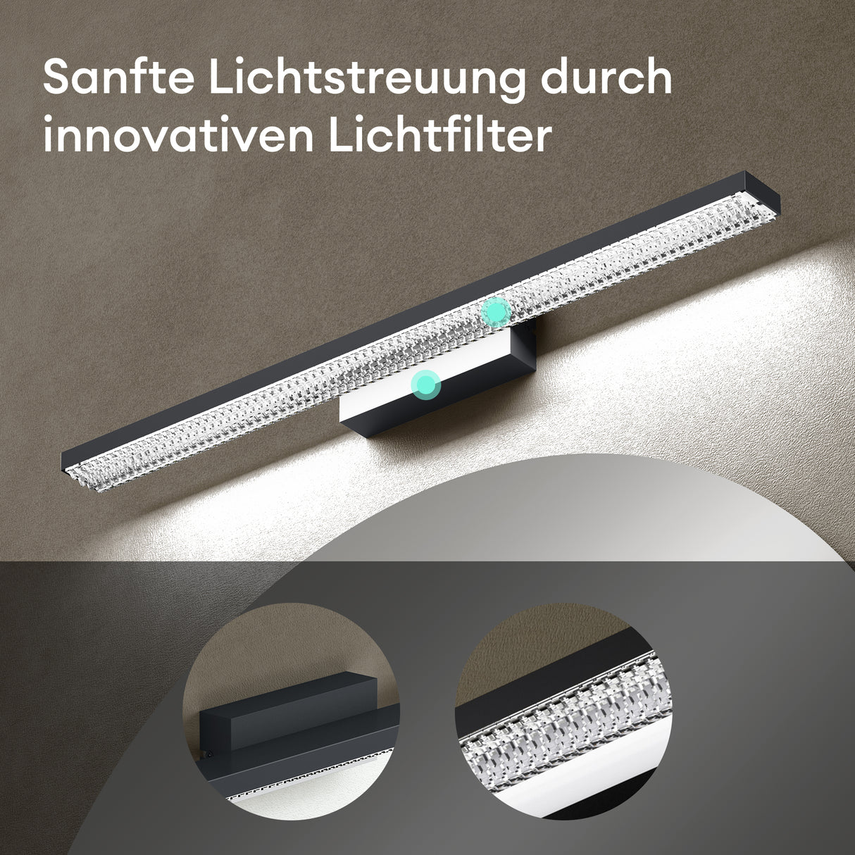 glasvilla Lampada da Specchio LED per Bagno | Lampada a Specchio 6000K, Illuminazione da Parete 14W per Trucco Leuchtschein