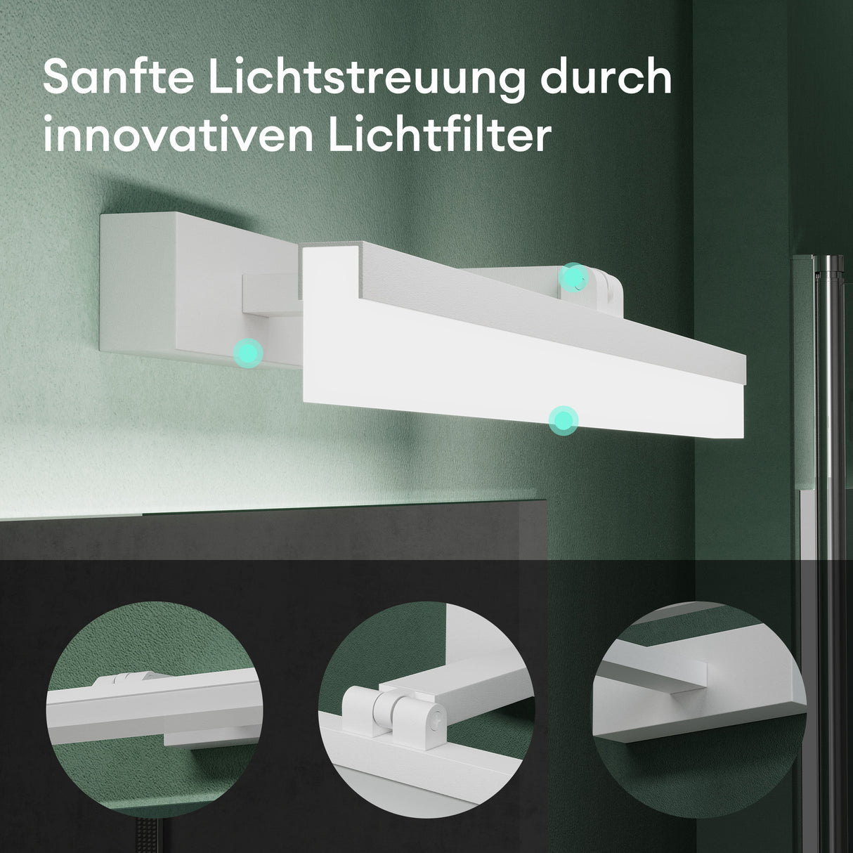 Lampe de salle de bain LED pour miroir Glasvilla 40 cm | Lampe miroir, lampe de salle de bain 6000K | Luxaris 9W rotatif à 180°