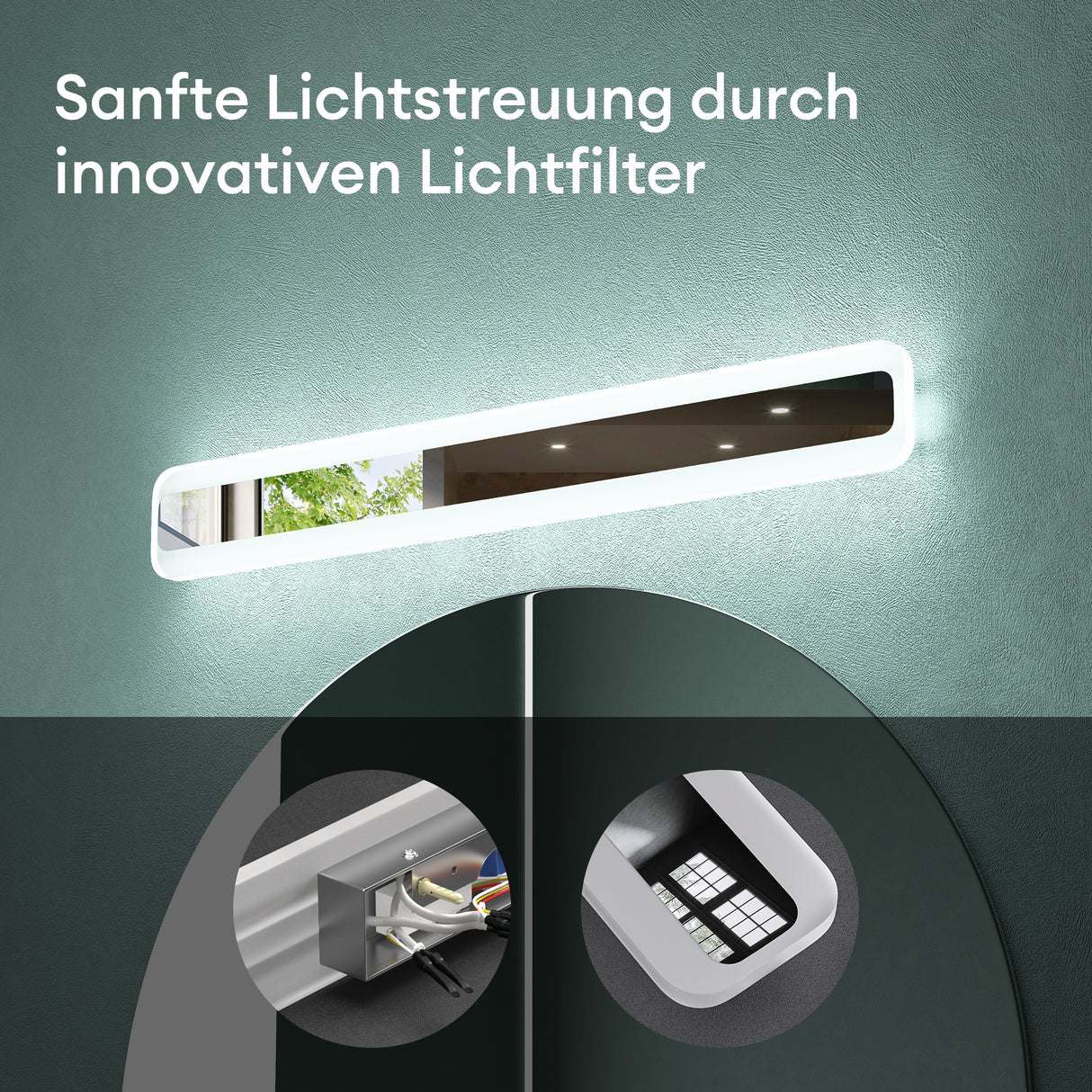 Lampe de salle de bain LED pour miroir Glasvilla | Lampe miroir, lampe de salle de bain 3000K-6000K | Lampe de maquillage à intensité variable 3 couleurs 14 W LumaRay