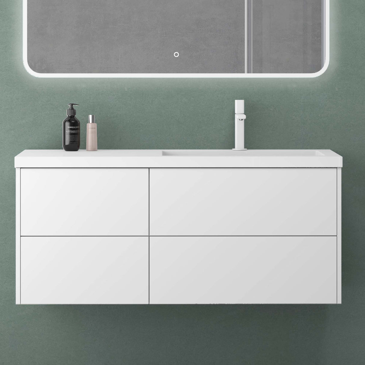 conjunto de muebles de baño glasvilla 120cm mueble de lavabo con mueble inferior Soft-Close 4 cajones muebles de baño Moment