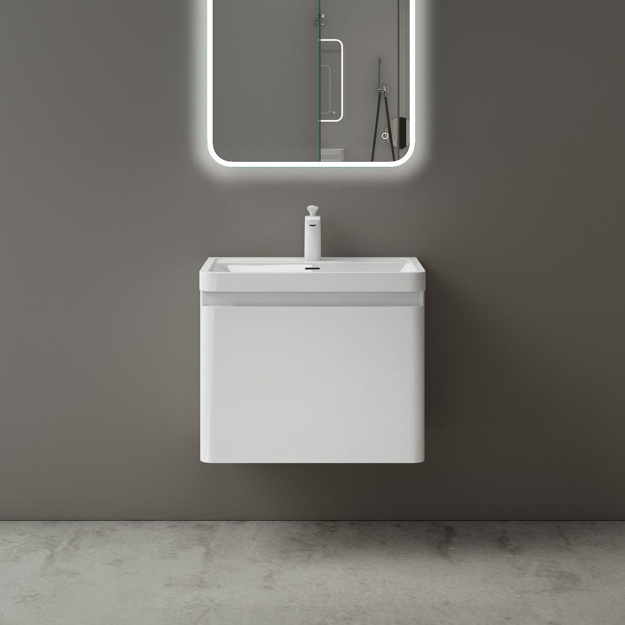 conjunto de muebles de baño glasvilla mueble de lavabo con cajones de cierre suave incluido lavabo de mineral Ancona