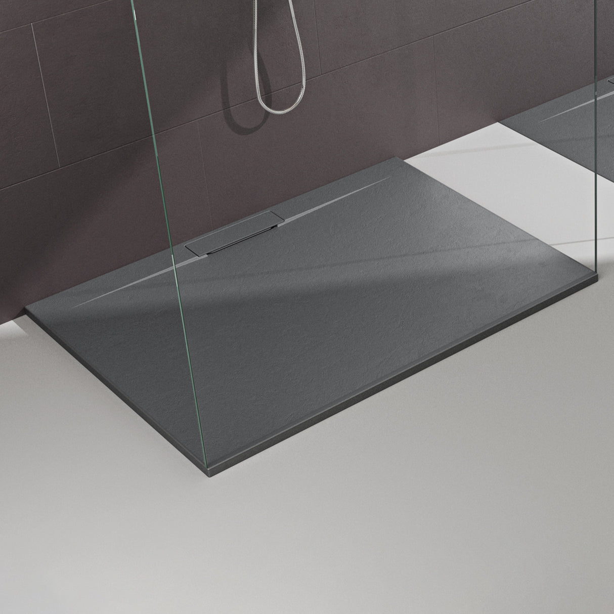 glasvilla Duschwanne Duschtasse para cabina de ducha plana rectangular gris hormigón de alta calidad en mineral fundido Lyra