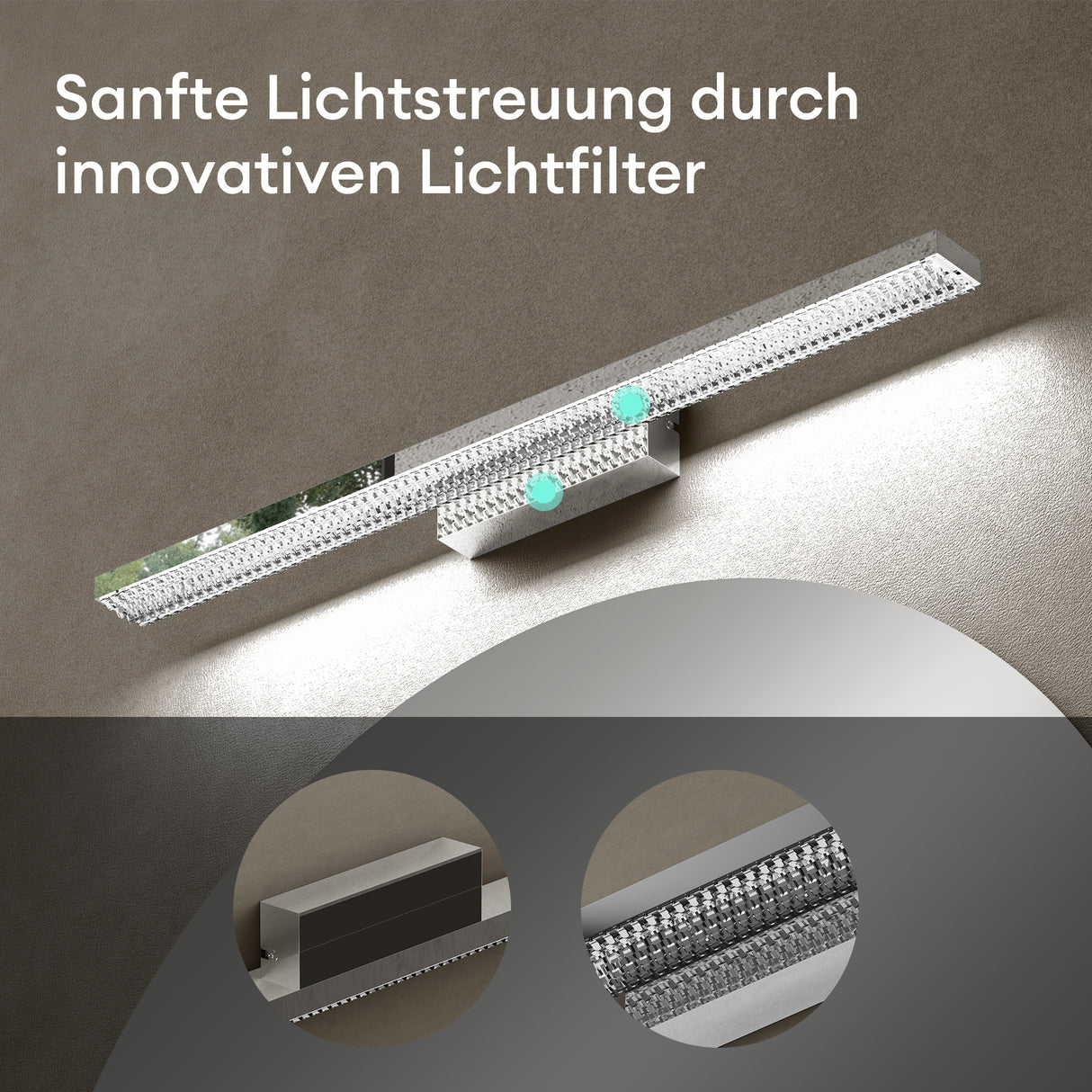 glasvilla Lampada da Specchio LED per Bagno | Lampada a Specchio 6000K, Illuminazione da Parete 14W per Trucco Leuchtschein