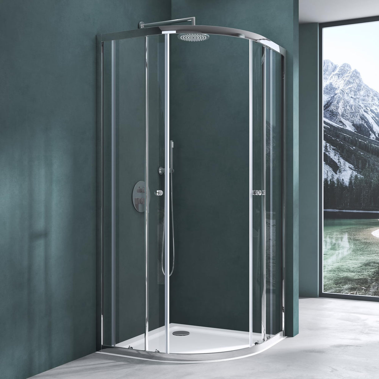 glasvilla Cabina de ducha cuarto de círculo Ducha separación de ducha con 2 puertas correderas vidrio de seguridad ESG recubrimiento Nano Ravenna32K