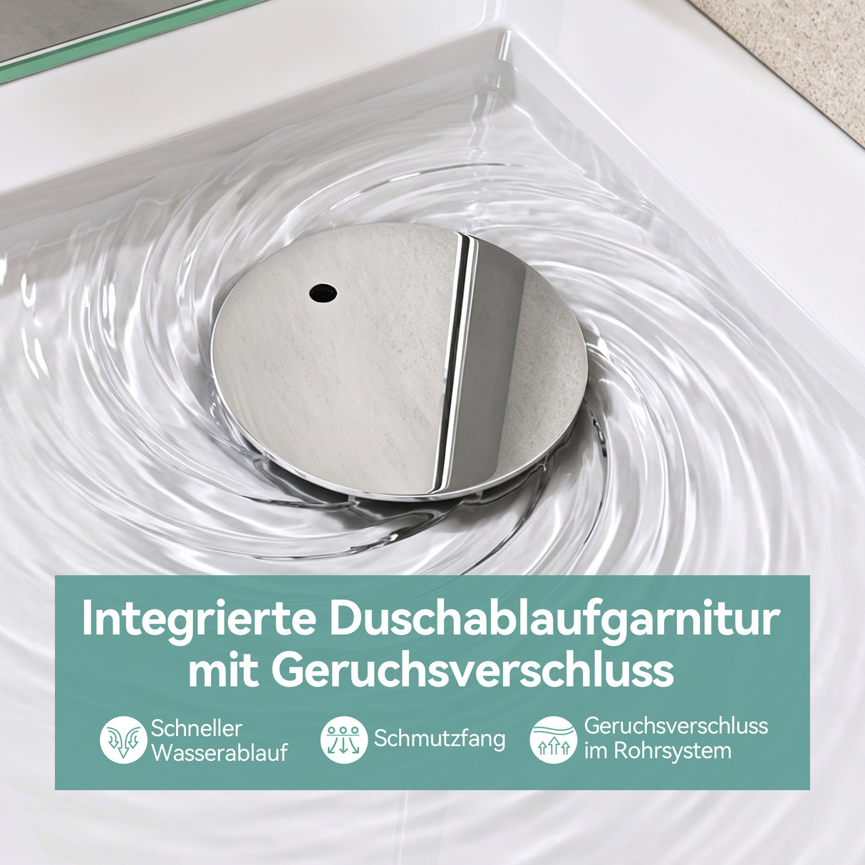 glasvilla Dusche Ablaufgarnitur für Duschwanne Duschtasse Abfluss Ablauf Siphon