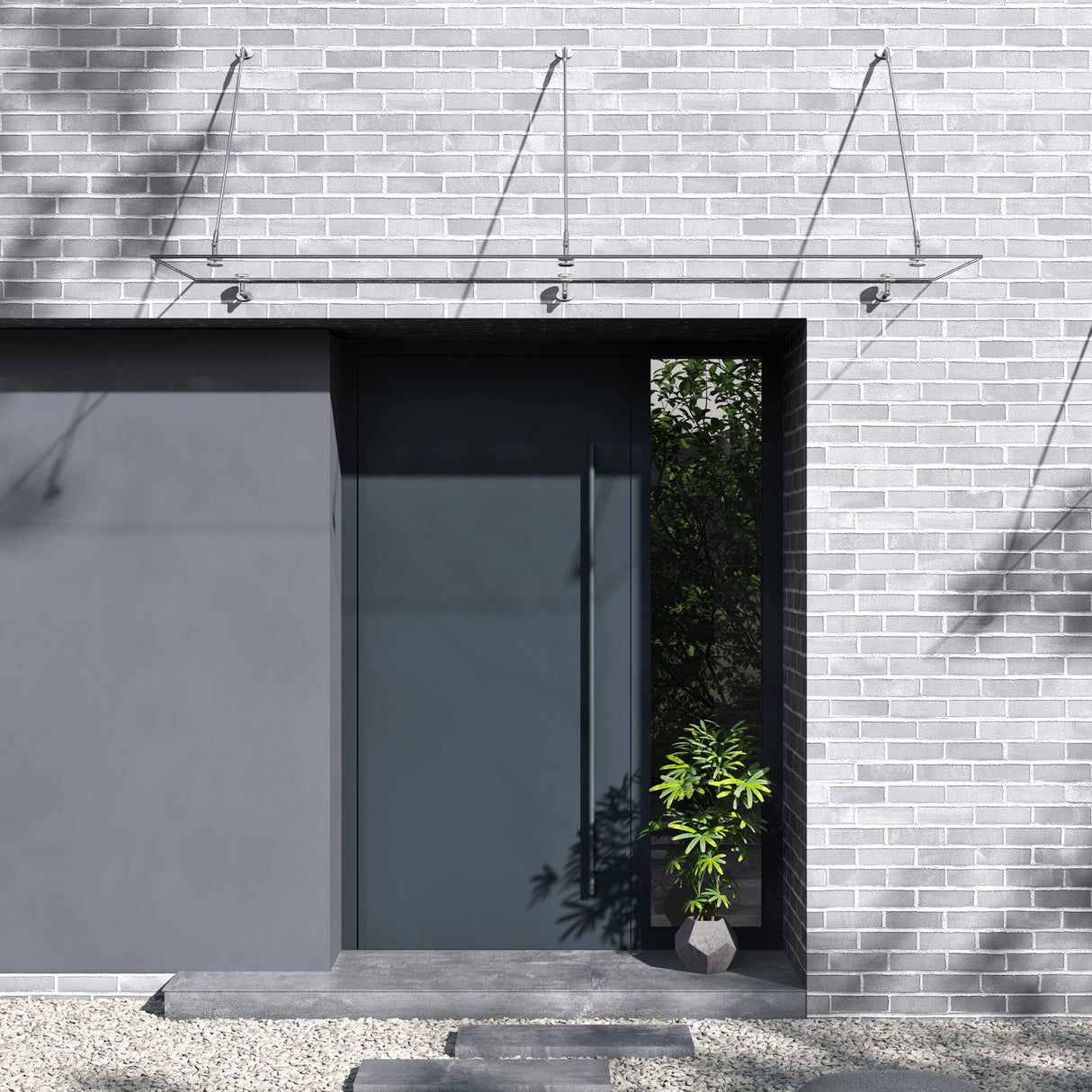 glasvilla Glasvordach Überdachung Transparente VSG con SGP Folie Vordach Edelstahl Wandhalterung Regenschutz Eingangsbereich VDG02K