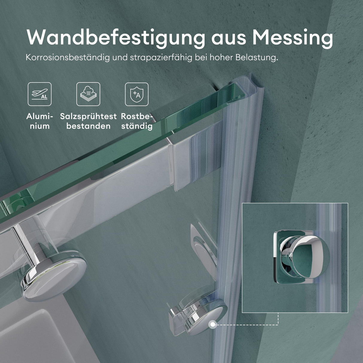 glasvilla Duschtür Nischentür dusche Duschabtrennung Duschkabine Schiebetür 8mm ESG in Klarglas mit NANO 4-Punktbefestigung Teramo04-2