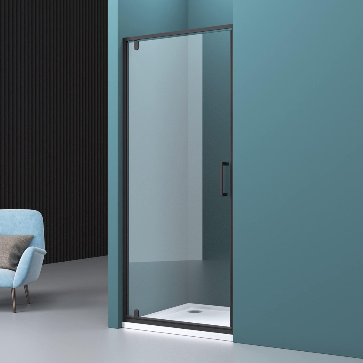 glasvilla Puerta de ducha Puerta de nicho ducha Separación de ducha Cabina de ducha Puerta de nicho giratoria Pared de ducha 8mm Vidrio claro ESG de seguridad con recubrimiento nano Teramo61K