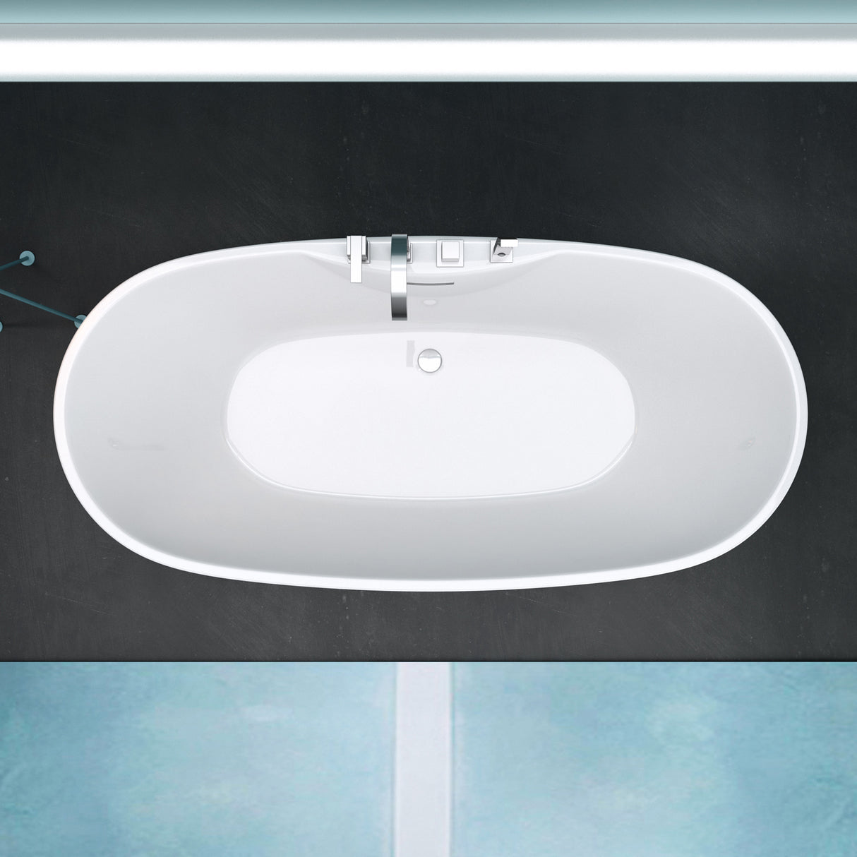 glasvilla Freistehende Badewanne Rechteck Sanitäracryl mit Armatur Standbadewanne