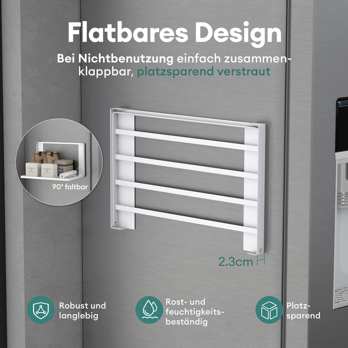 glasvolla Mensola Pieghevole per Lavatrice 41x25cm, Mensola Magnetica Lavatrice in Acciaio al Carbonio, Mensola da Parete Multifunzionale per Bagno e Cucina Folda-01