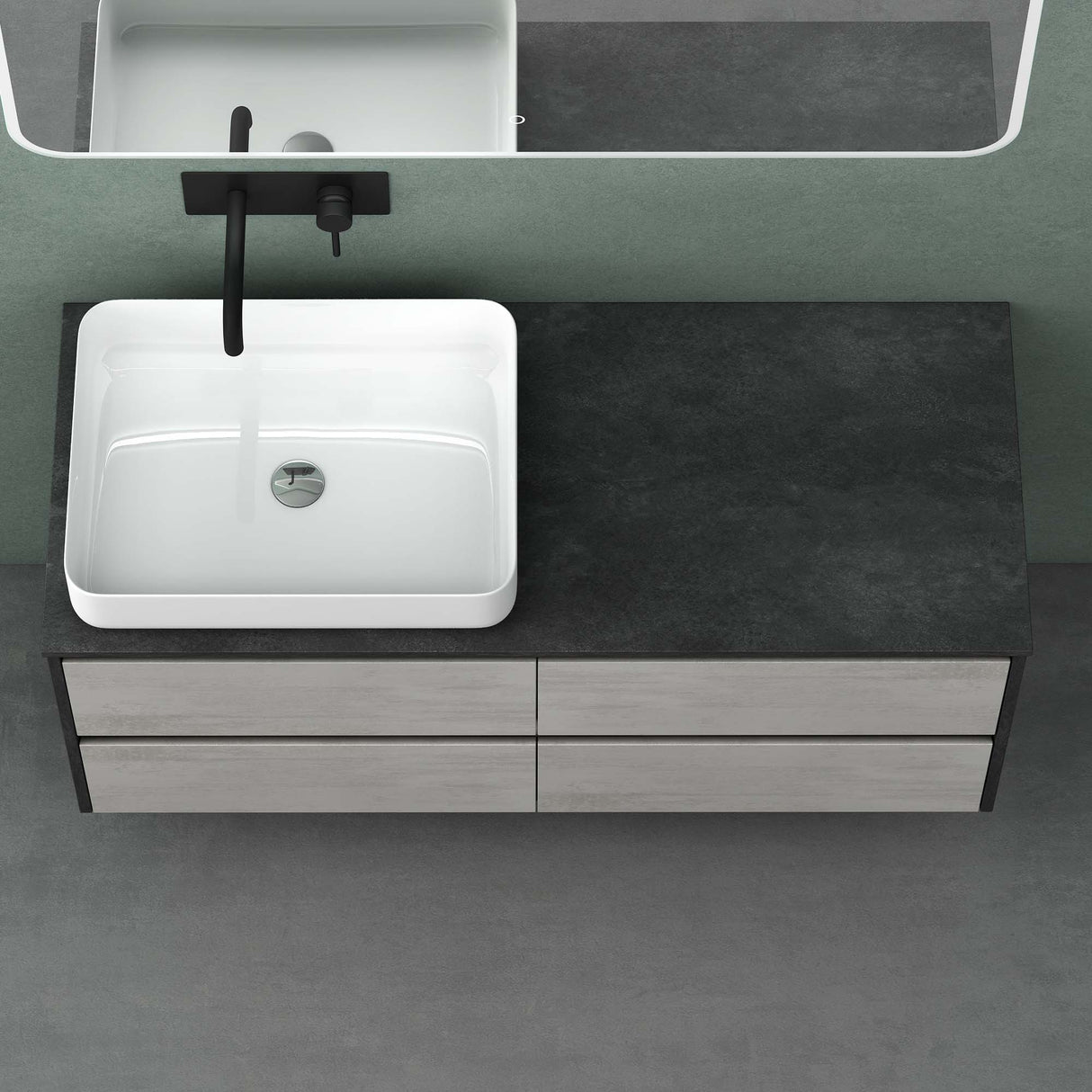 conjunto de muebles de baño glasvilla mueble bajo lavabo con 2 cajones incluido lavabo normal