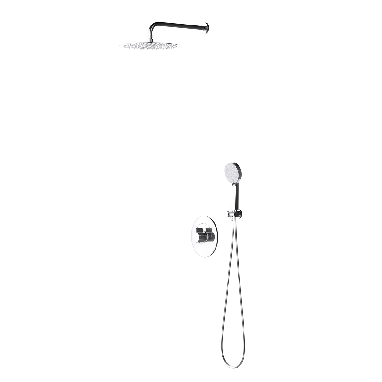 glasvilla Ducha de lluvia ahorradora de agua Sistema de ducha de bienestar Cabezal de ducha Ø40cm Juego de ducha con ducha de mano y mezclador monomando Sistema de ducha3