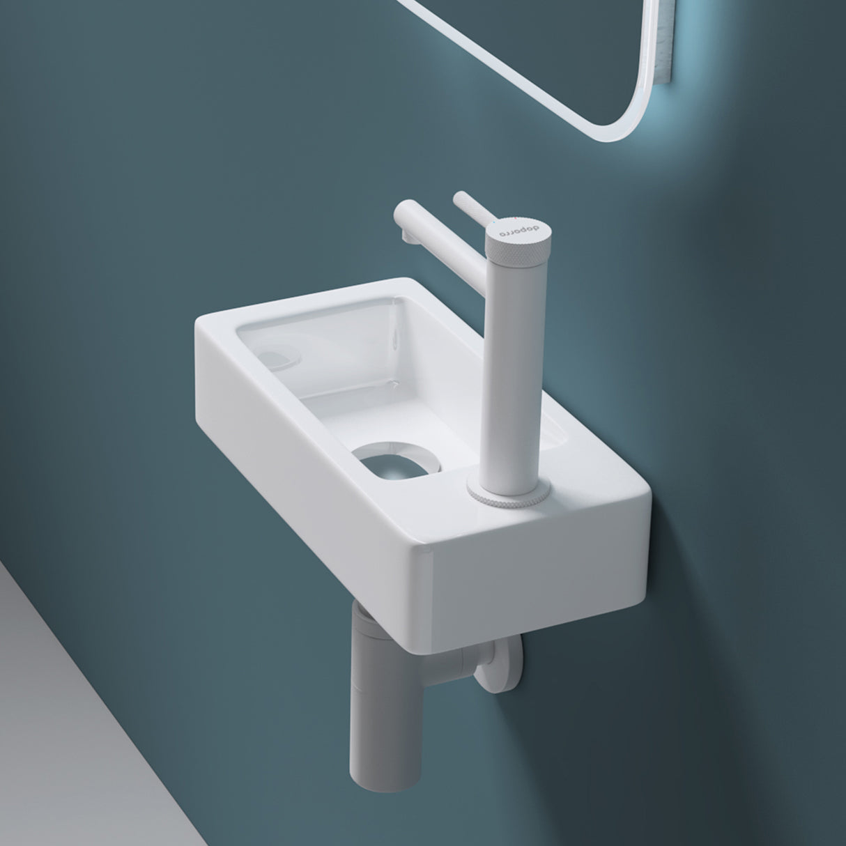 glasvilla Waschbecken Gäste-WC Hängewaschbecken aus Keramik in weiß mit Nano-Beschichtung Brüssel3053