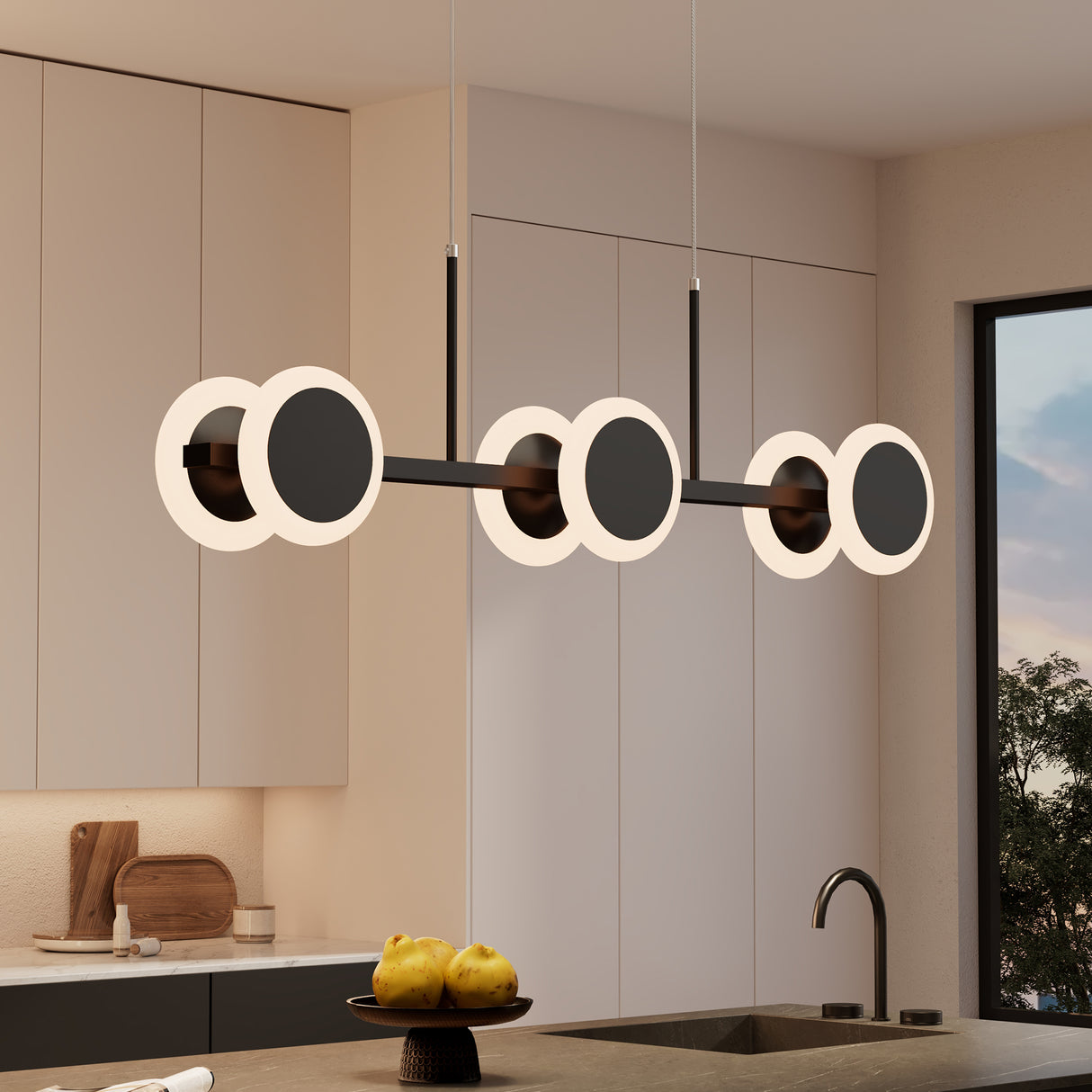 lampara colgante glasvilla 70cm LED regulable con control remoto 3000K/4000K/6000K cable ajustable 24W negro mate lámpara colgante para comedor sala de estar dormitorio