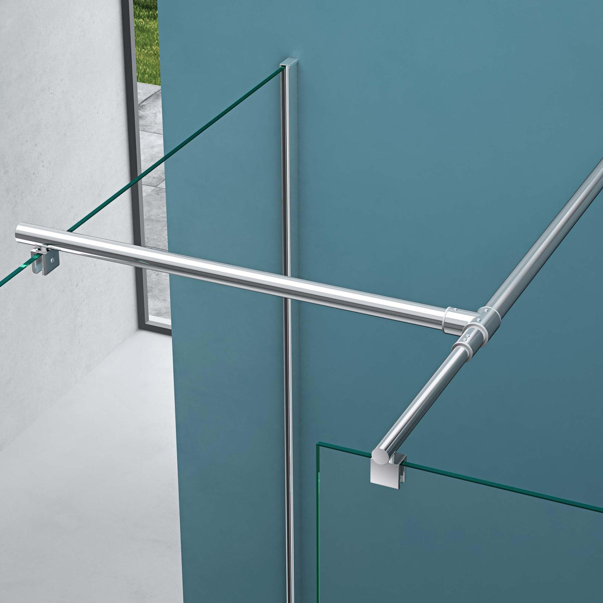 glasvilla Mampara de ducha para ducha separación de ducha con 2 elementos laterales fijos 8mm vidrio de seguridad ESG ducha a ras de suelo vidrio transparente sellado NANO Bremen01K/MS-T