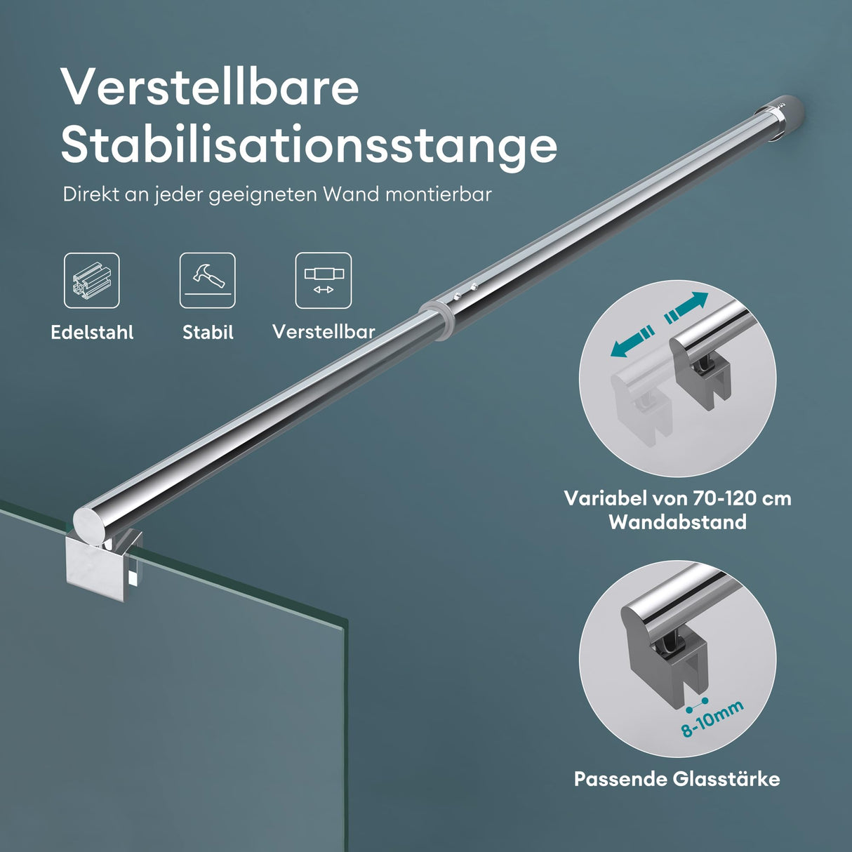 glasvilla Mampara de ducha para ducha Separación de ducha Walk-In vidrio de seguridad ESG 8mm NANO vidrio BRAM1 & BRAM3 Bremen1K