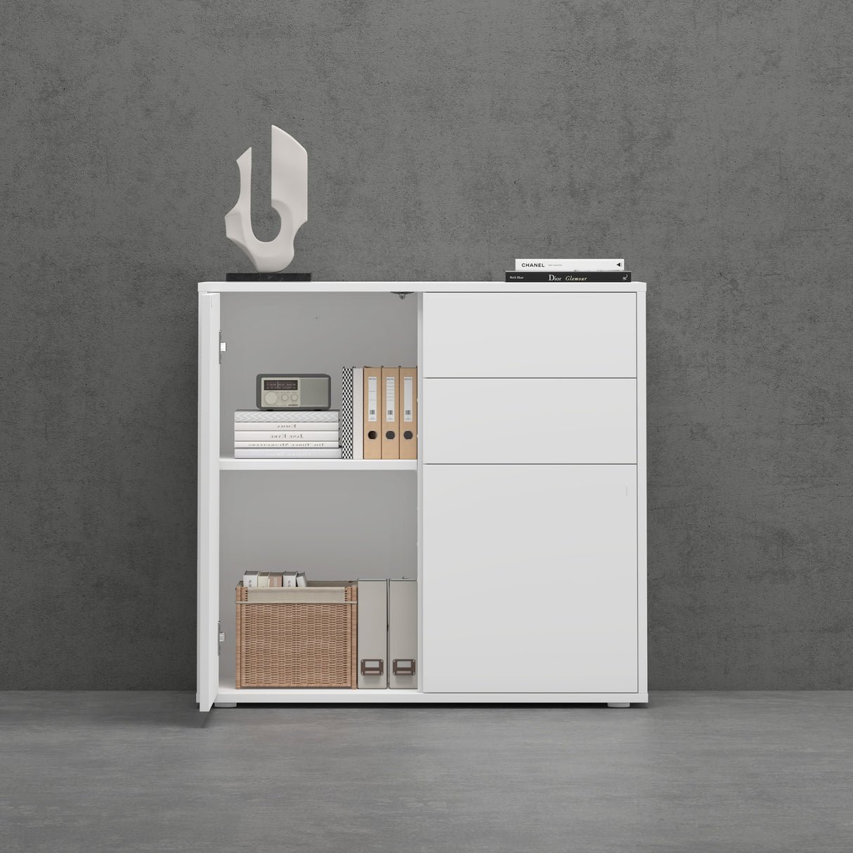 glasvilla Schuhschrank Kommode Aufbewahrungsschrank mit 2 Schränken und 2 Schubladen Sideboard Mehrzweckschrank Schrank05