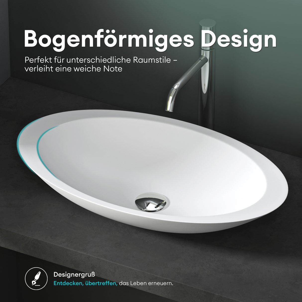 Glasvilla Lavabo sobre encimera de mineral fundido Col802, Diseño moderno, superficie suave y resistente