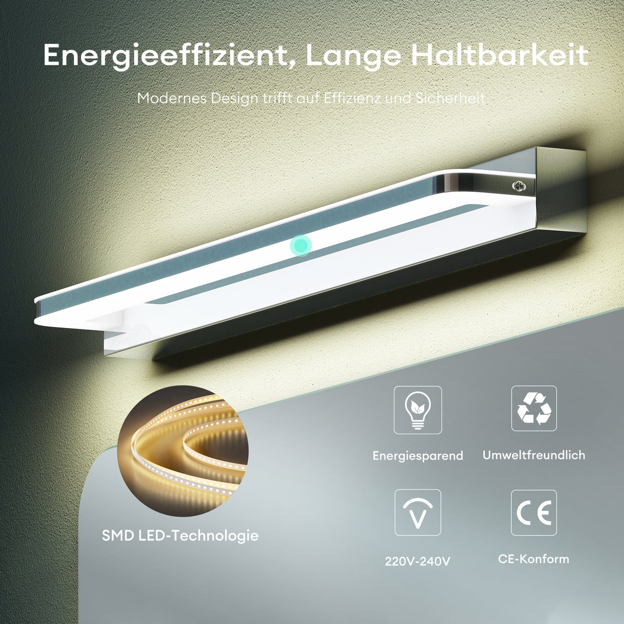 glasvilla Lampada da Specchio LED per Bagno | Lampada a Specchio 4000K, Illuminazione da Parete per Trucco SparkLuxe