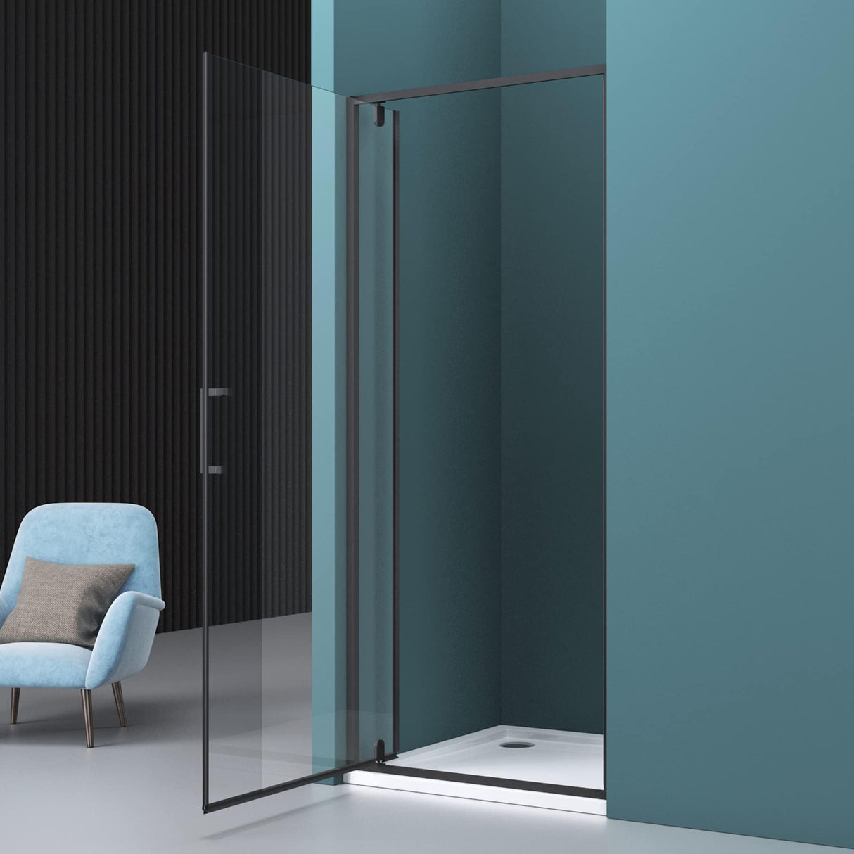 glasvilla Puerta de ducha Puerta de nicho ducha Separación de ducha Cabina de ducha Puerta de nicho giratoria Pared de ducha 8mm Vidrio claro ESG de seguridad con recubrimiento nano Teramo61K