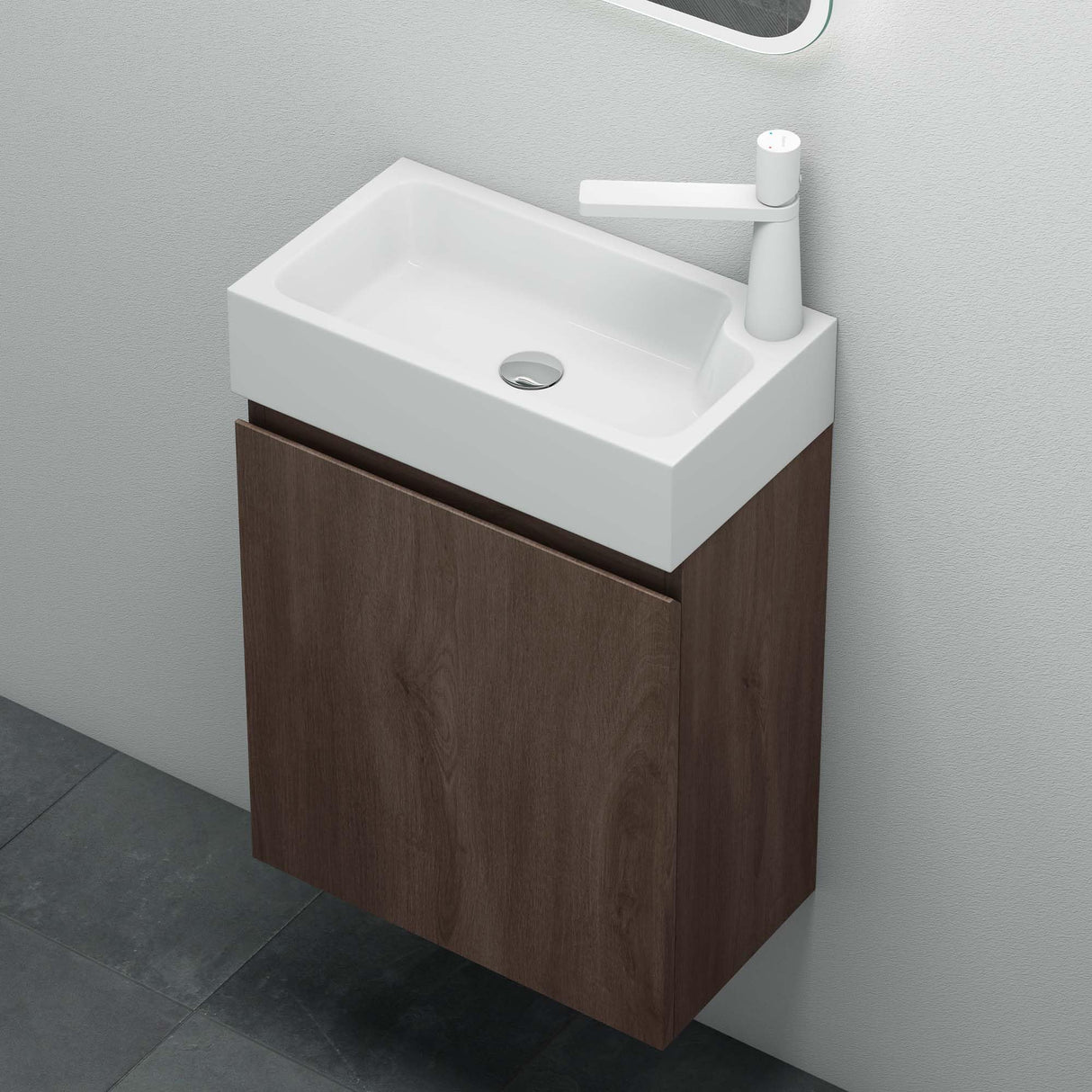 conjunto de muebles de baño glasvilla compuesto por lavabo blanco y mueble de lavabo BTH: 46x26x63cm Pisa02