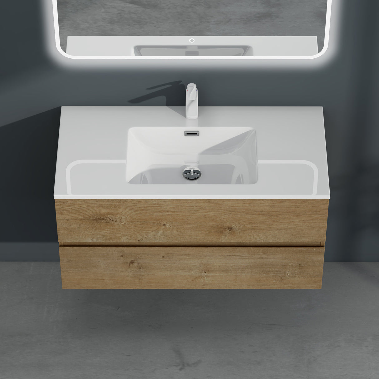 conjunto de muebles de baño glasvilla lavabo con mueble inferior lavabo de mineral lavabo mueble inferior 2 cajones cierre suave Aqualis