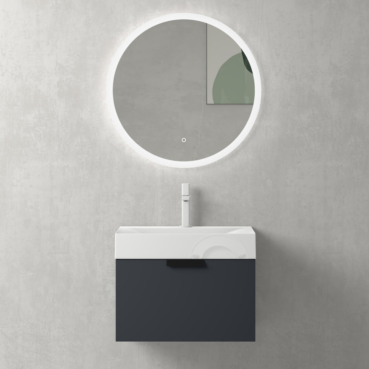 conjunto de muebles de baño glasvilla con cajón de cierre suave montaje en pared incluido lavabo Lonato