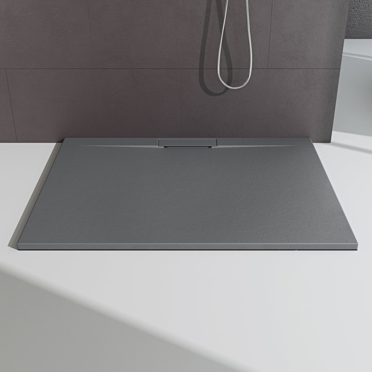 glasvilla Duschwanne Duschtasse para cabina de ducha plana rectangular gris hormigón de alta calidad en mineral fundido Lyra