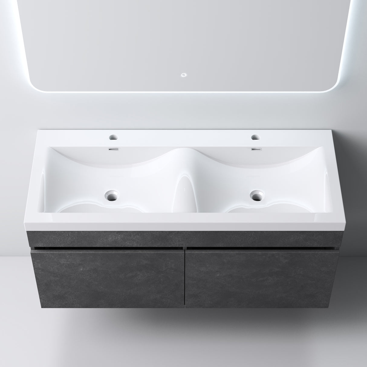 set de muebles de baño glasvilla con lavabo de mineral y mueble de baño Botanica