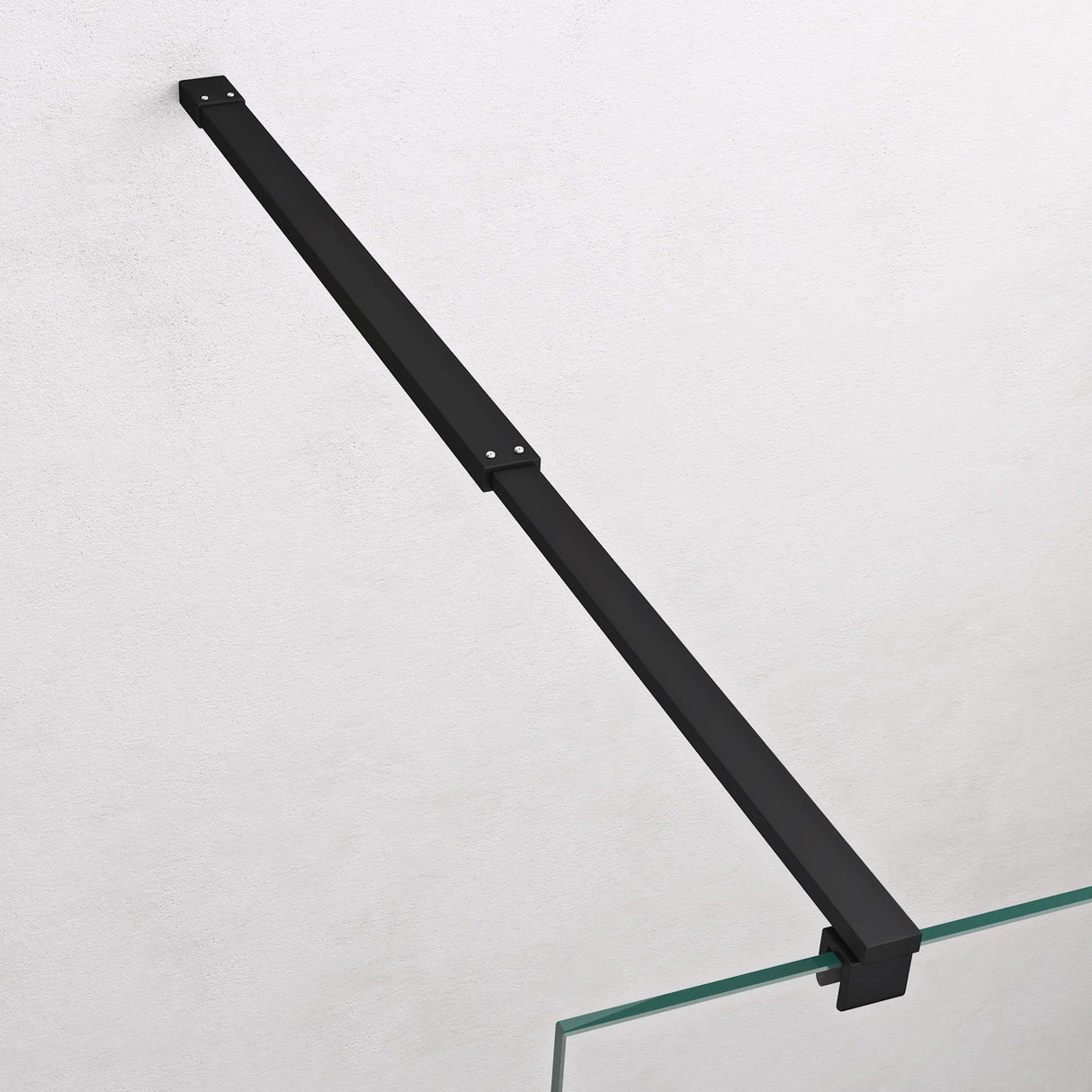 glasvilla Mampara de ducha Separación de ducha 2 Barra de soporte para ducha a ras de suelo 10mm vidrio de seguridad ESG con recubrimiento nano Estabilizador rectangular Bremen02+2