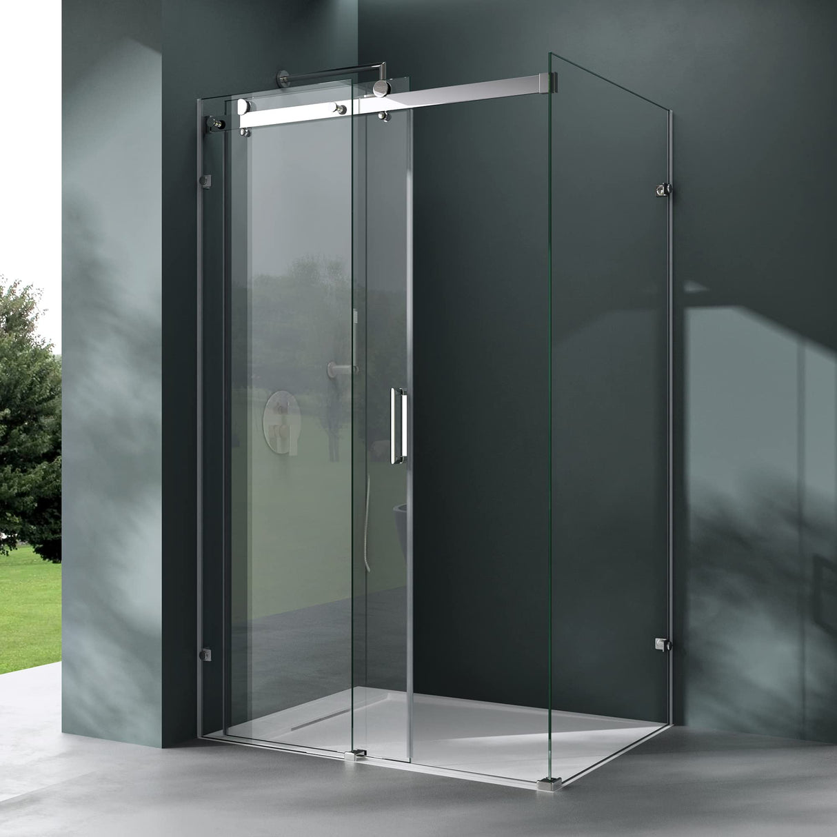 cabina de ducha glasvilla puerta corredera ducha de esquina 8mm ESG con recubrimiento NANO soporte de 4 puntos ducha Rav17-2K