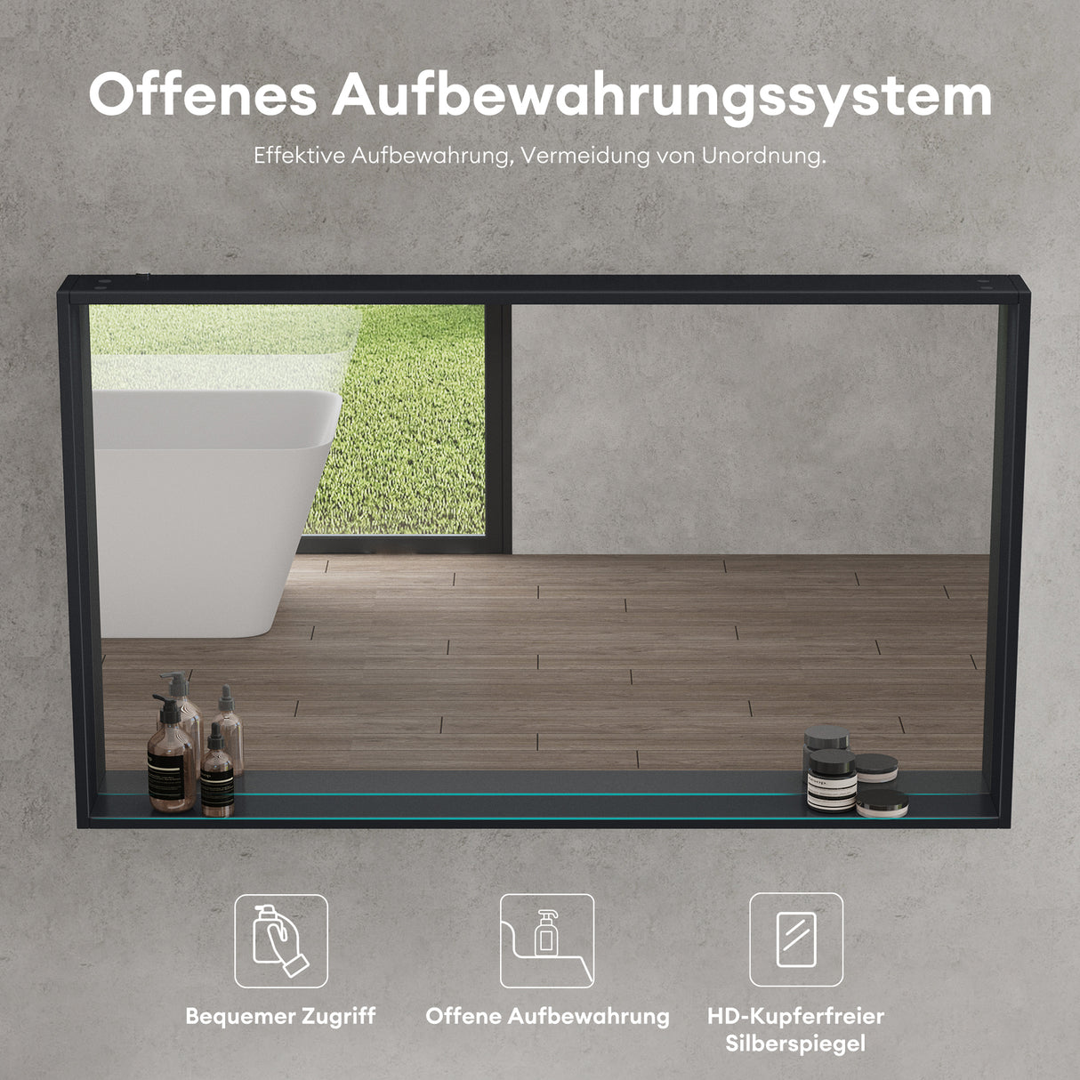 glasvilla Spiegelschrank Bad mit Beleuchtung Badezimmerschrank Hängeschrank Badezimmerspiegel Spiegelschrank-01